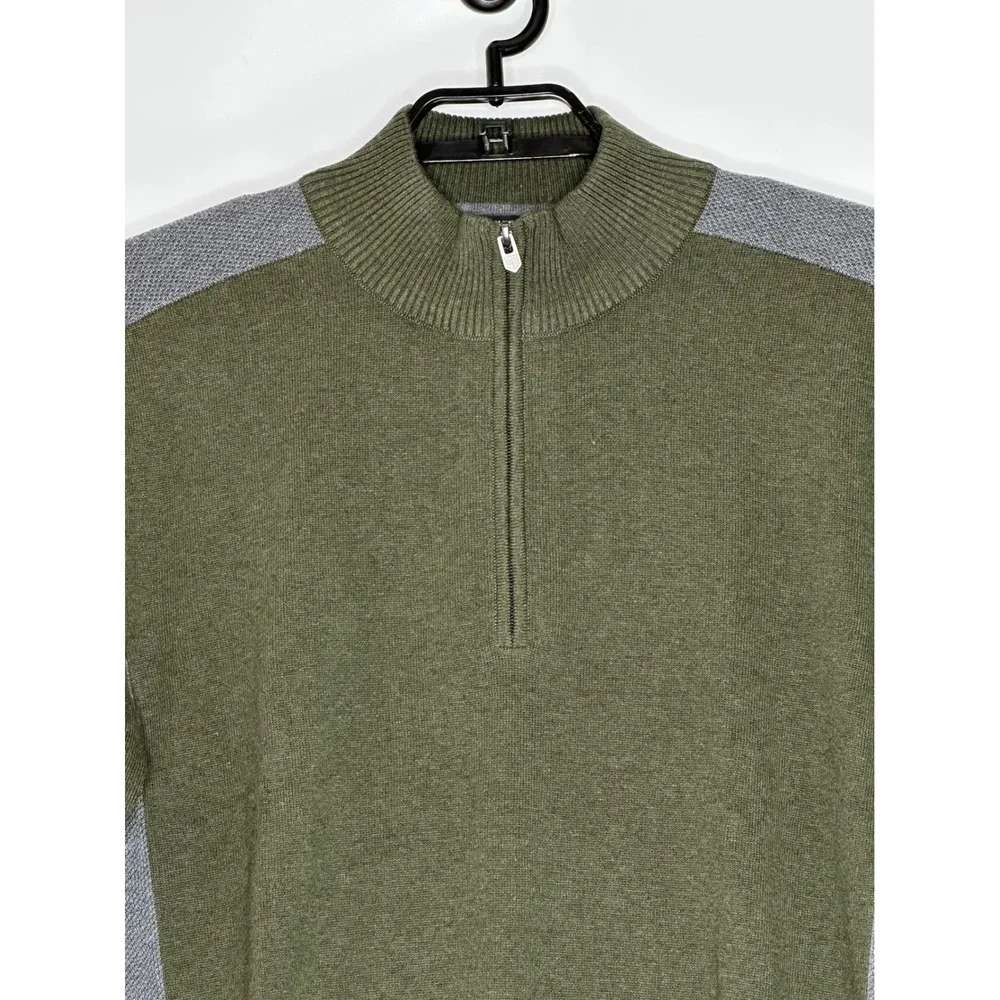 Rule‎ 18 Bobby Jones Mens XL 1/4 Zip Pima Cotton Sweater Evergreen Gray Pullover